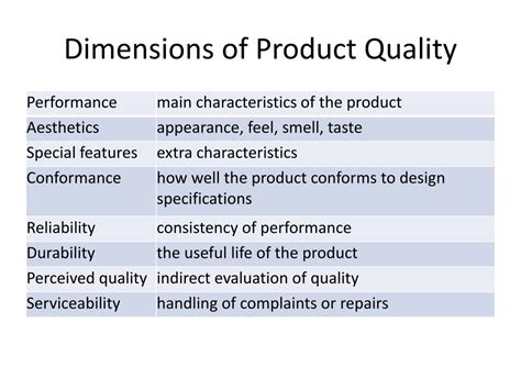 what are two dimensions of product quality
